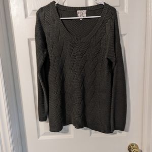 Hippie Rose Army Green Cross Hatch Scoopneck Sweater